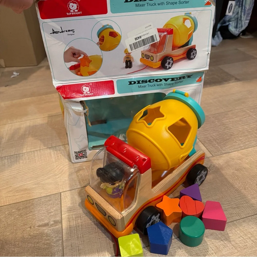 Yellow Shape-Sorting Cement Concrete Mixer Truck Toy by TOP BRIGHT